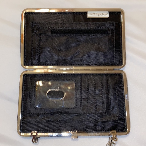 ❄️ The Metropolitan Clutch Clasp Wallet Blue Reptile Textured Chain - Picture 4 of 8